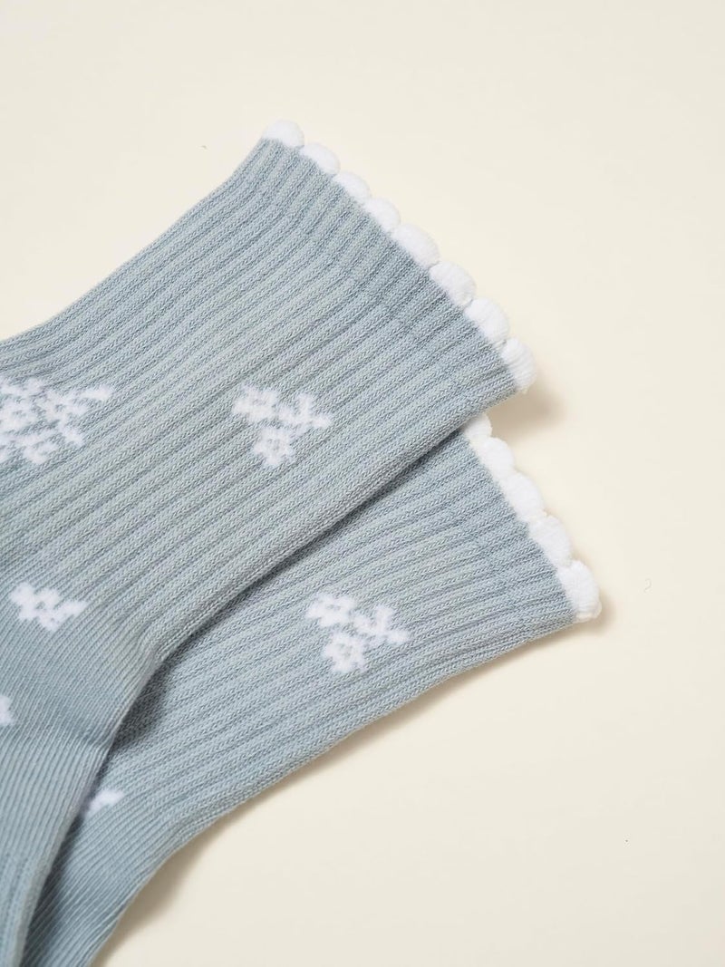 Shapes Studio Crew Half Calf Grip Socks, Cutest Fruits Pilates Socks, Ruffle socks, Non-Slip, Barre Yoga Fitness - Image 3